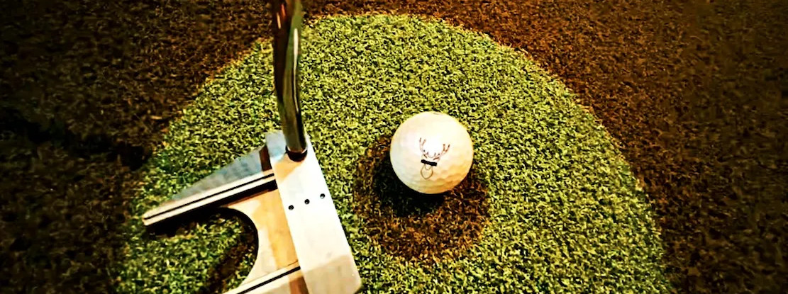 Golf turf with ball and stick