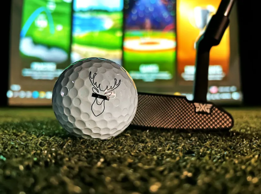 Golf ball and club close up shot