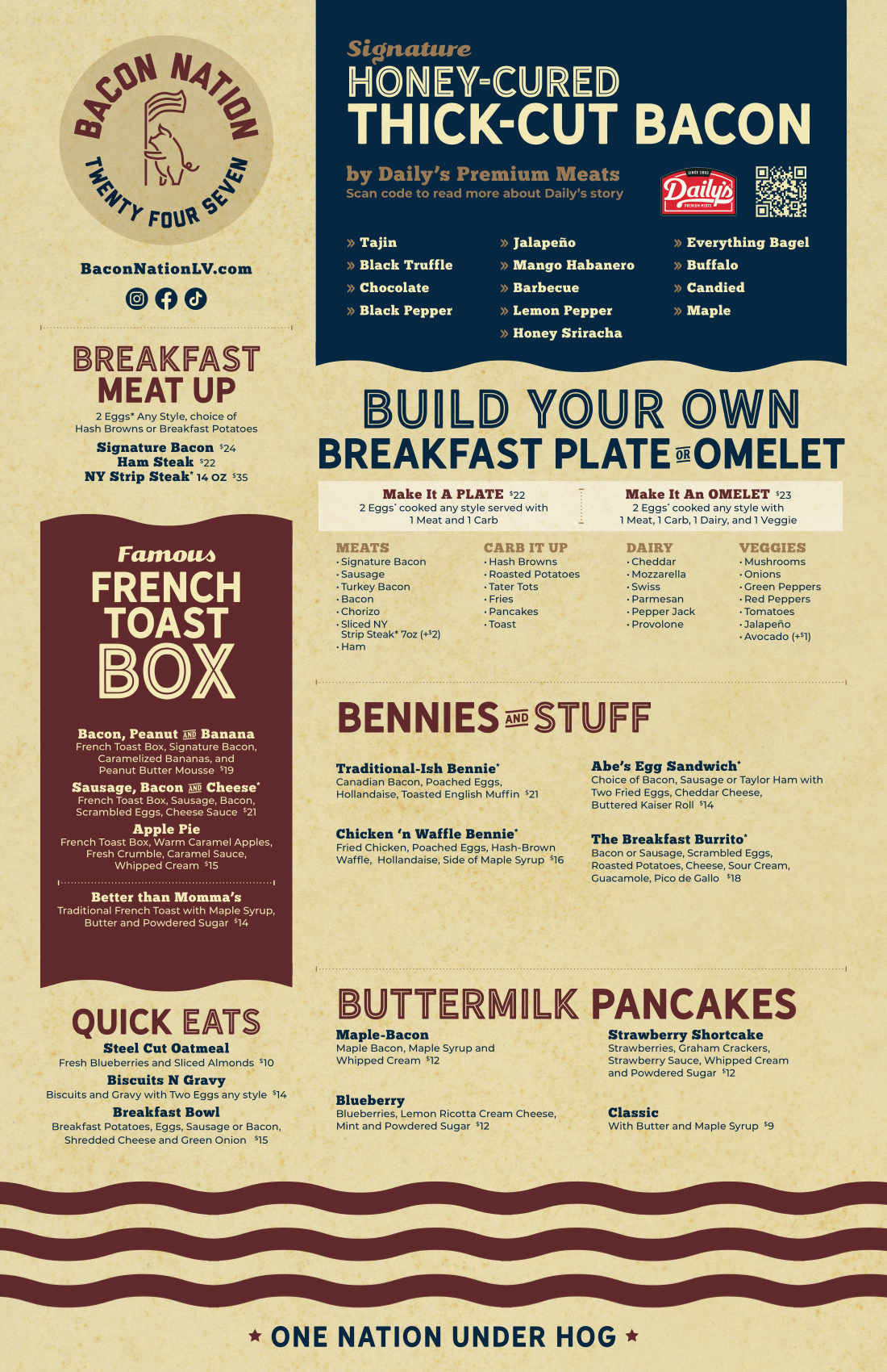 Bacon Nation food menu page 1