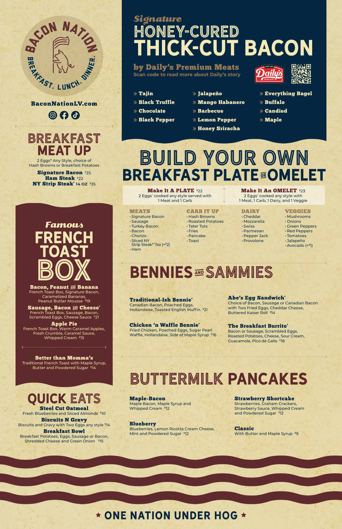 Bacon Nation food menu page 1