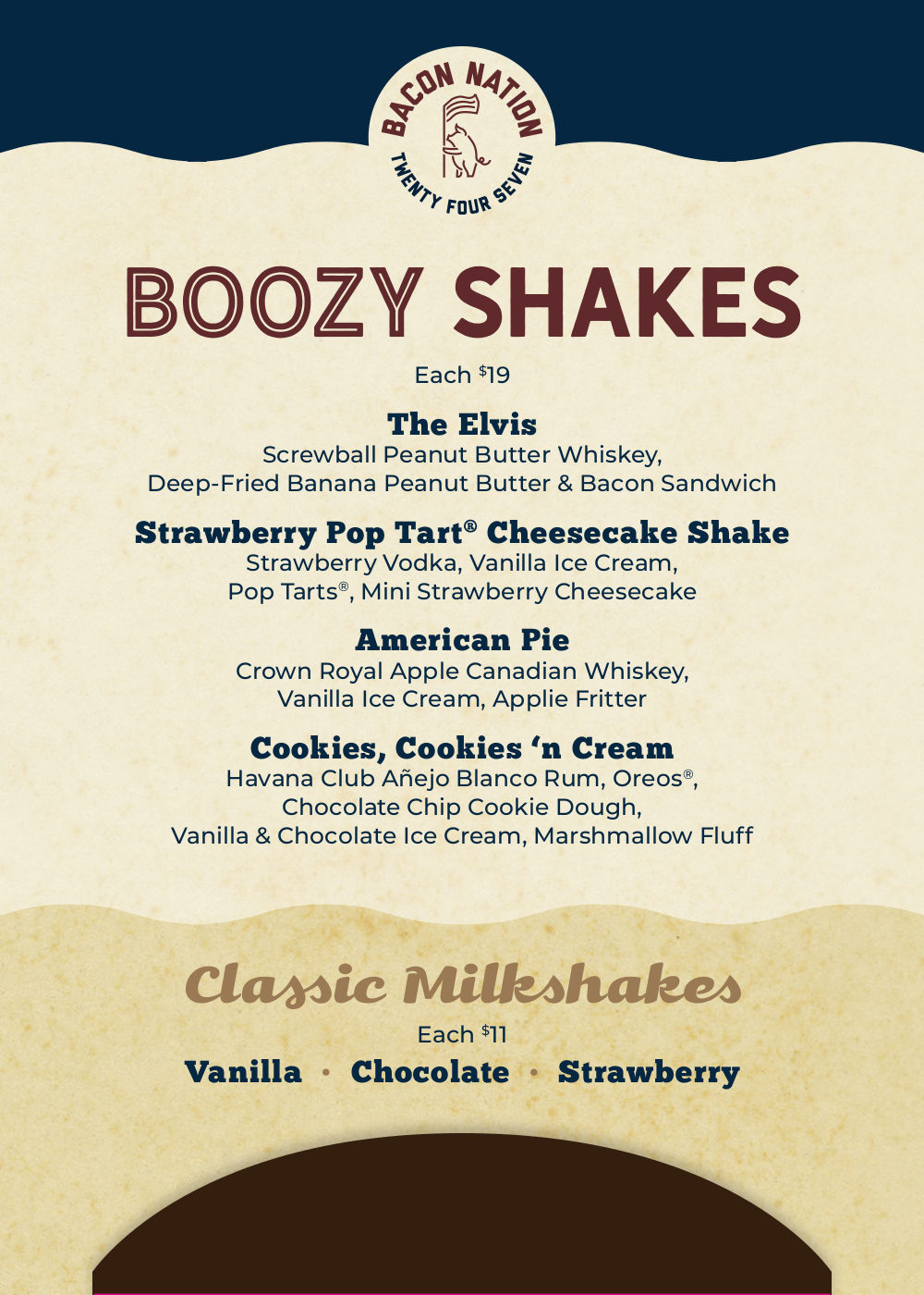 Bacon Nation drink menu page 1