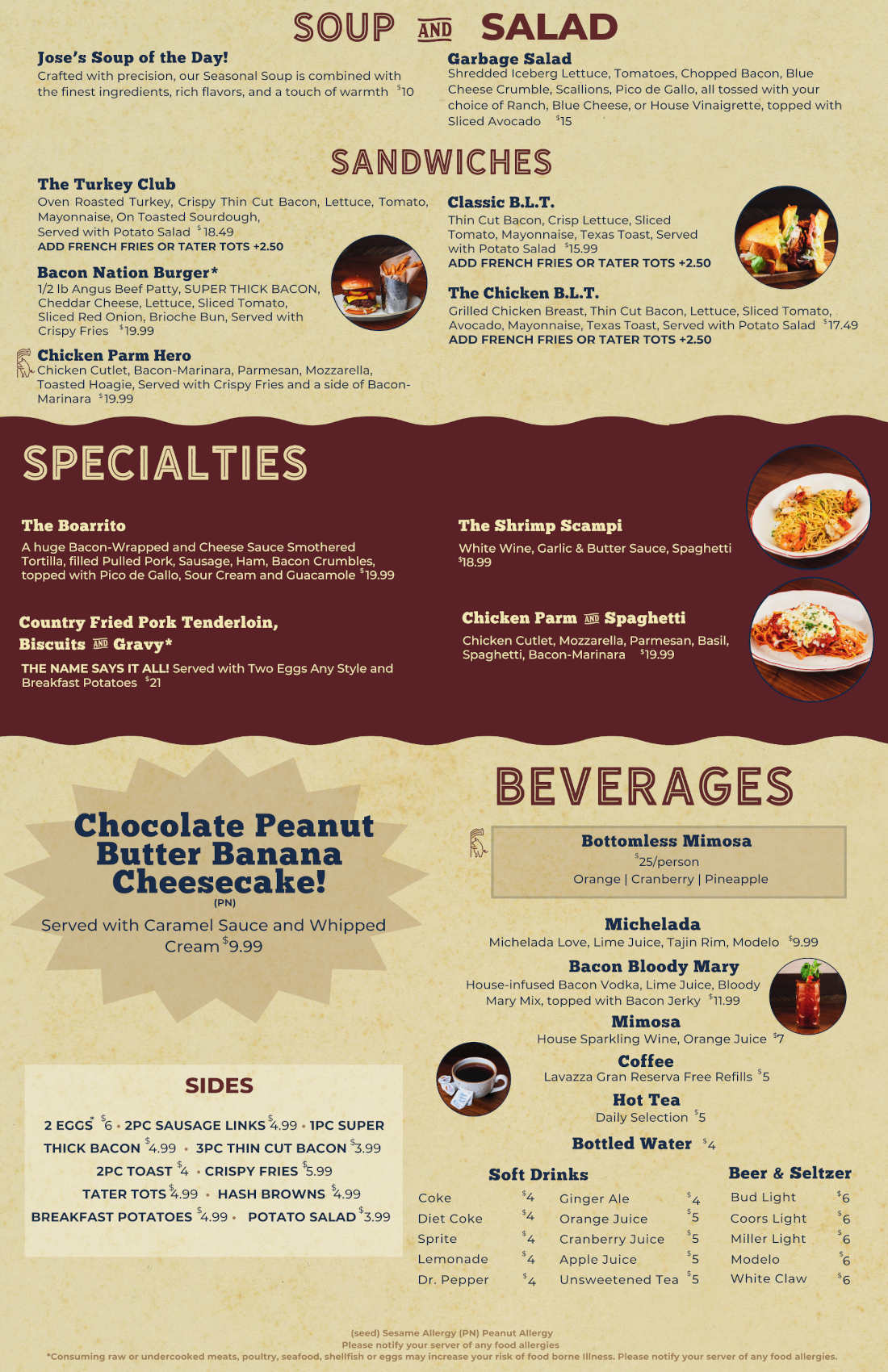 Bacon Nation food menu page 2